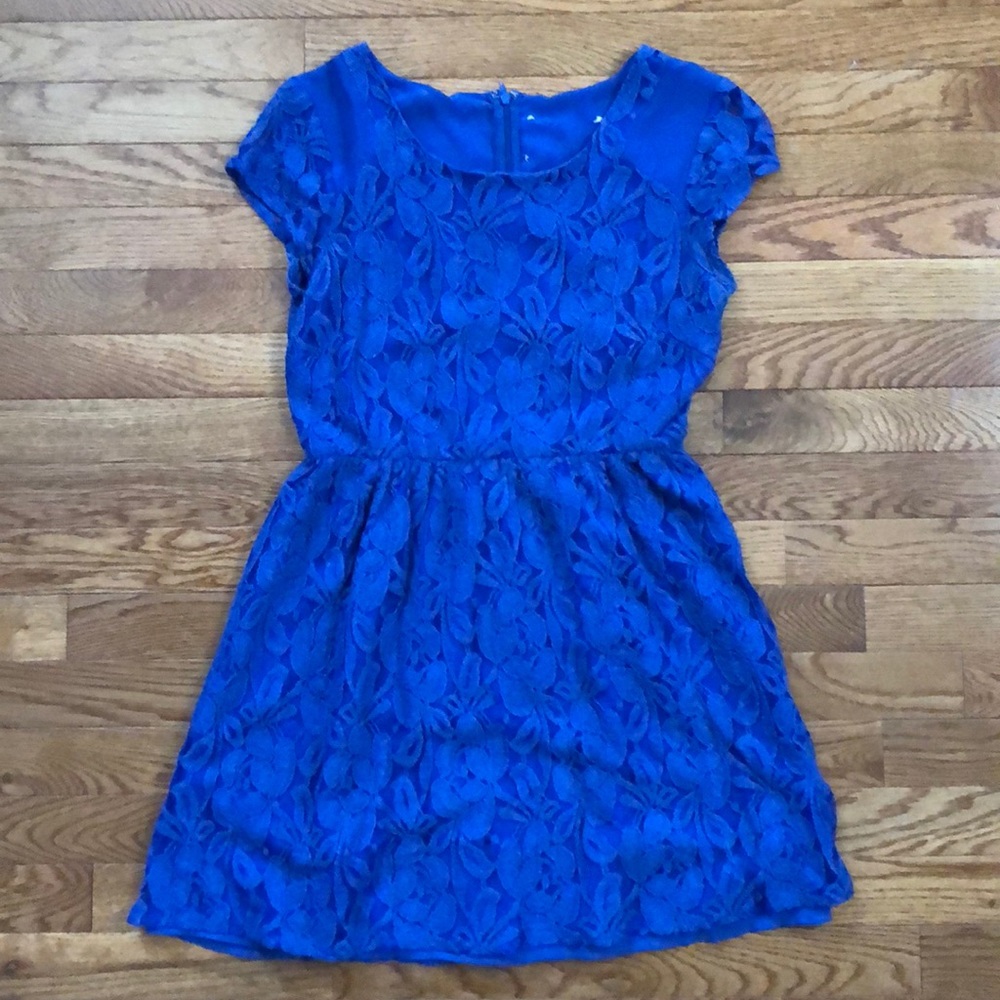 Beautiful Cobalt Floral Lace Dress